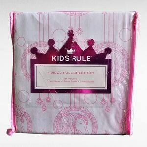 Kids Rule Geo Unicorn Full 4 Piece Sheet Set